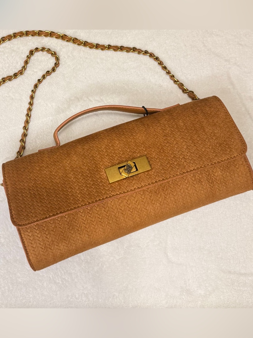 Woven Leather Convertible Shoulder Bag - Tan